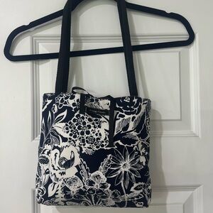 SASSY CASSIE Blue And White Floral Tote, Pink Lining
